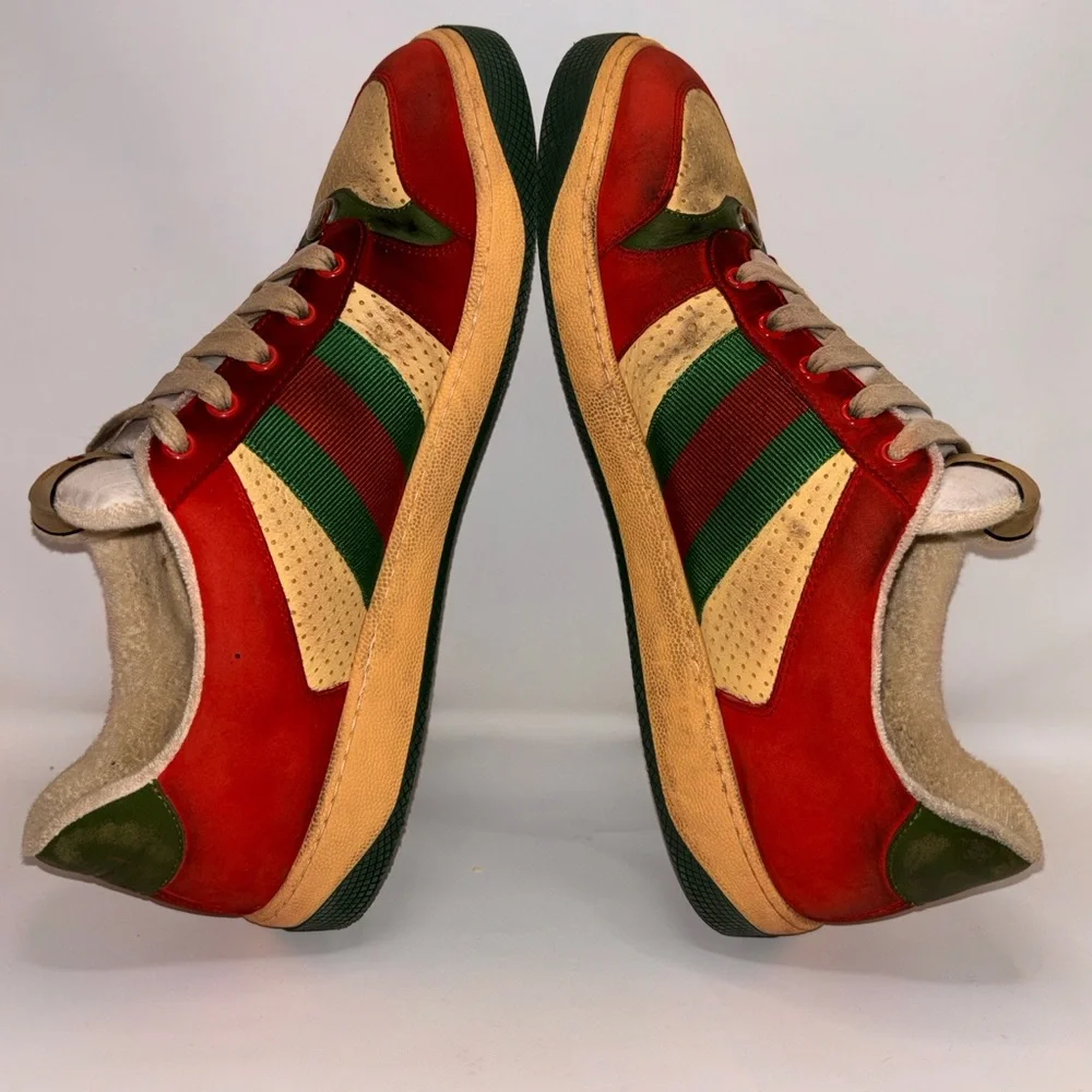 Gucci Red and Green screeners Leather Sneakers